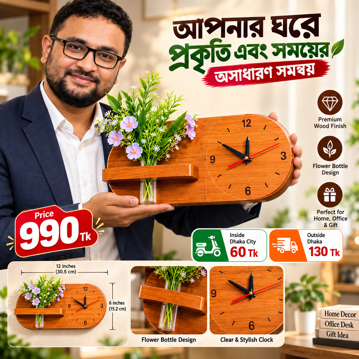 Floral Wall Clock image 2